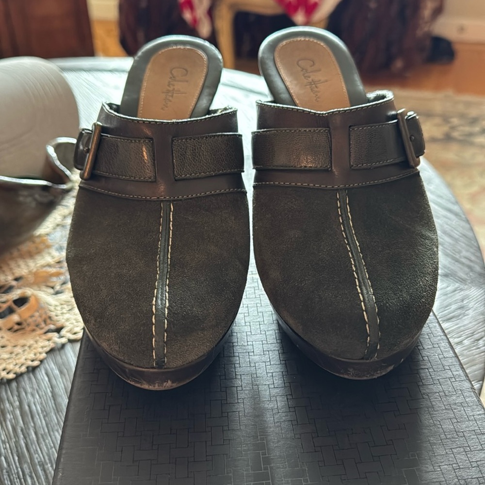 Cole Haan Becca clog, deep forrest green suede